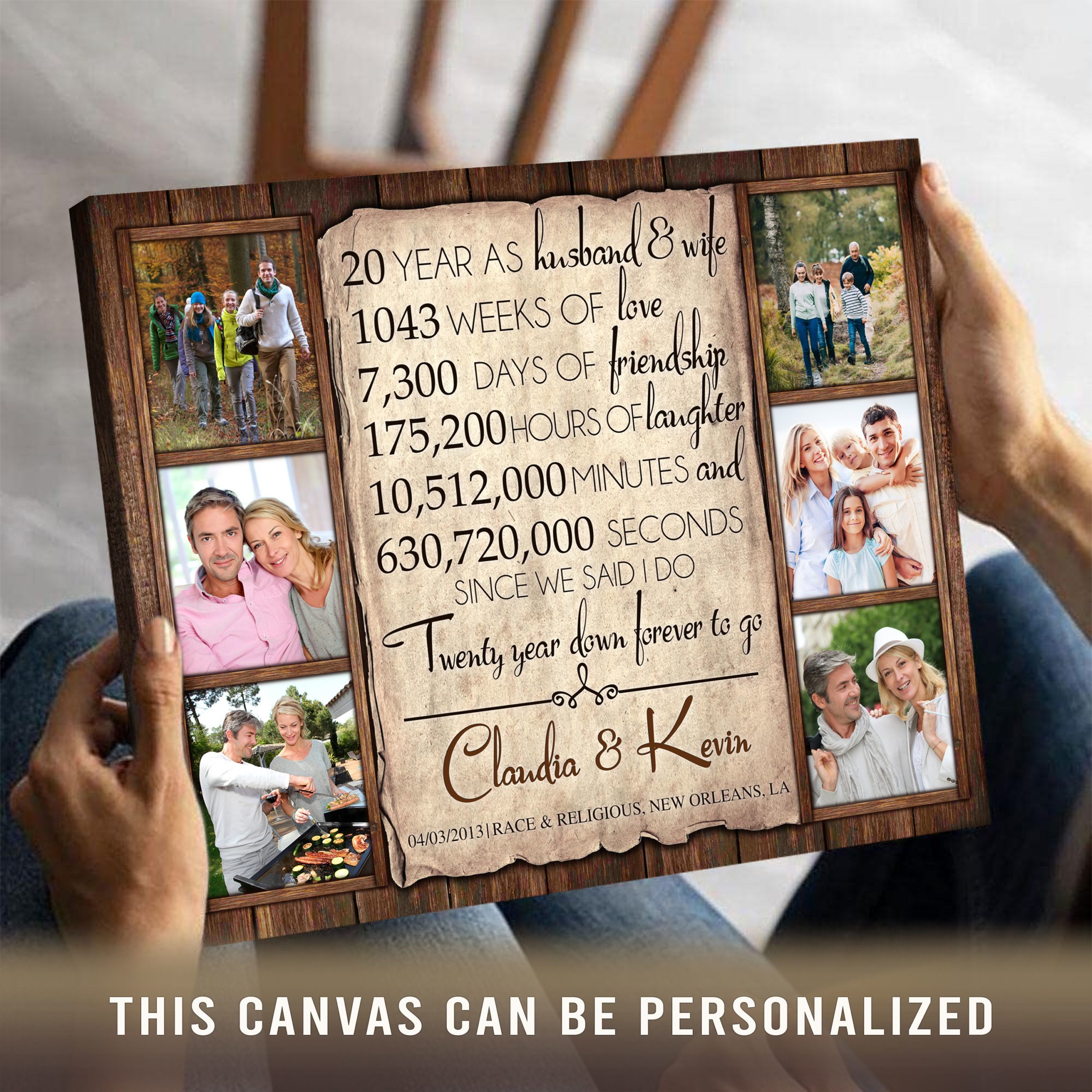 Personalized Gift For 20th Wedding Anniversary Best Gift For Couple Canvas Print