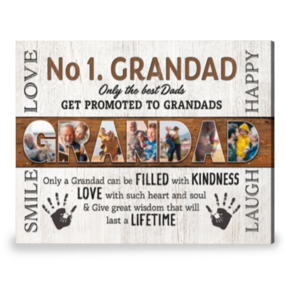 Grandpa Photo Gift Best Grandpa Gift For Christmas Personalized Canvas Print