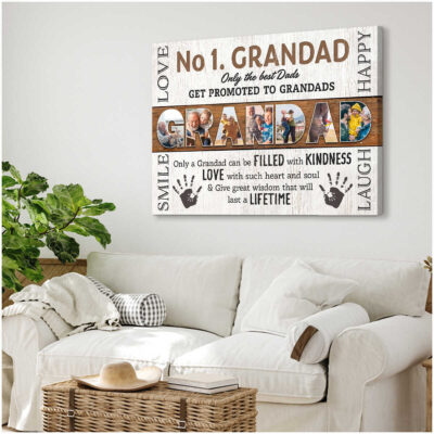 Grandpa Photo Gift Best Grandpa Gift For Christmas Personalized Canvas Print