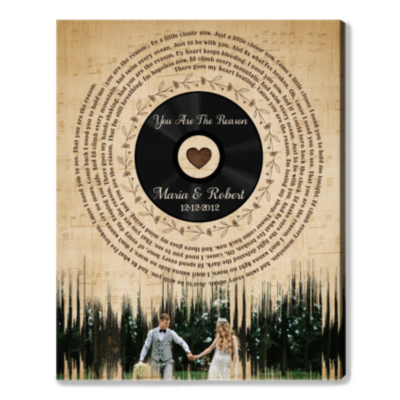personalized song lyrics gift for couple wall art print