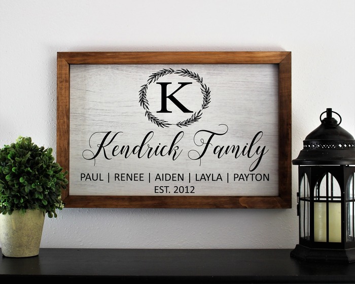 Family sign: sentimental wedding gifts for grandparents