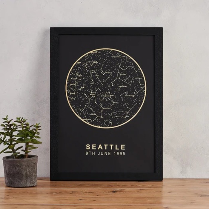 Personalized Star Map For Grandparent'S Wedding Present