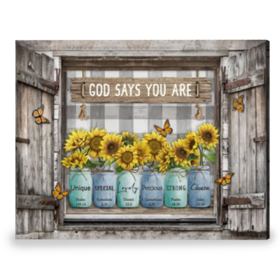 Inspirational Wall Decor Farmhouse Art Thoughtful Gift God Says You Are Canvas Print