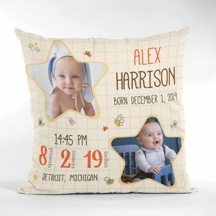 Best gifts for new dad - Baby Birth Stats Pillow