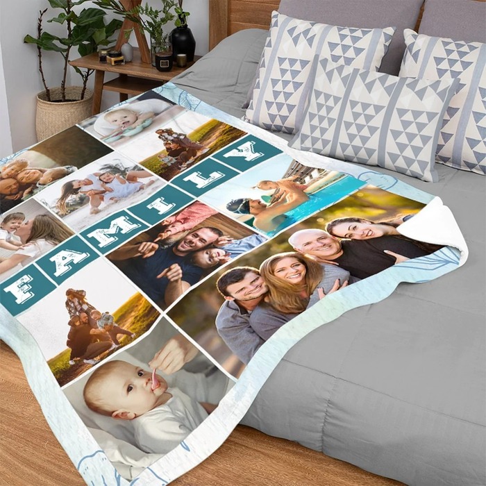 Best gifts for new dad - Family Photo Collage Blanket