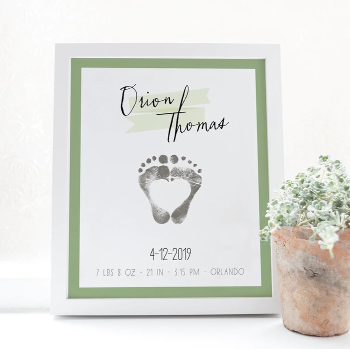 Gift for first time dad - Baby Footprint Art Print