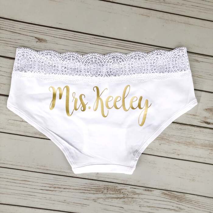 Custom Mrs. Thongs - Sexy Thongs - Funny Panties - Bachelorette Gift -  Funny Black Thong - Bridal Shower Gift- Custom Panties