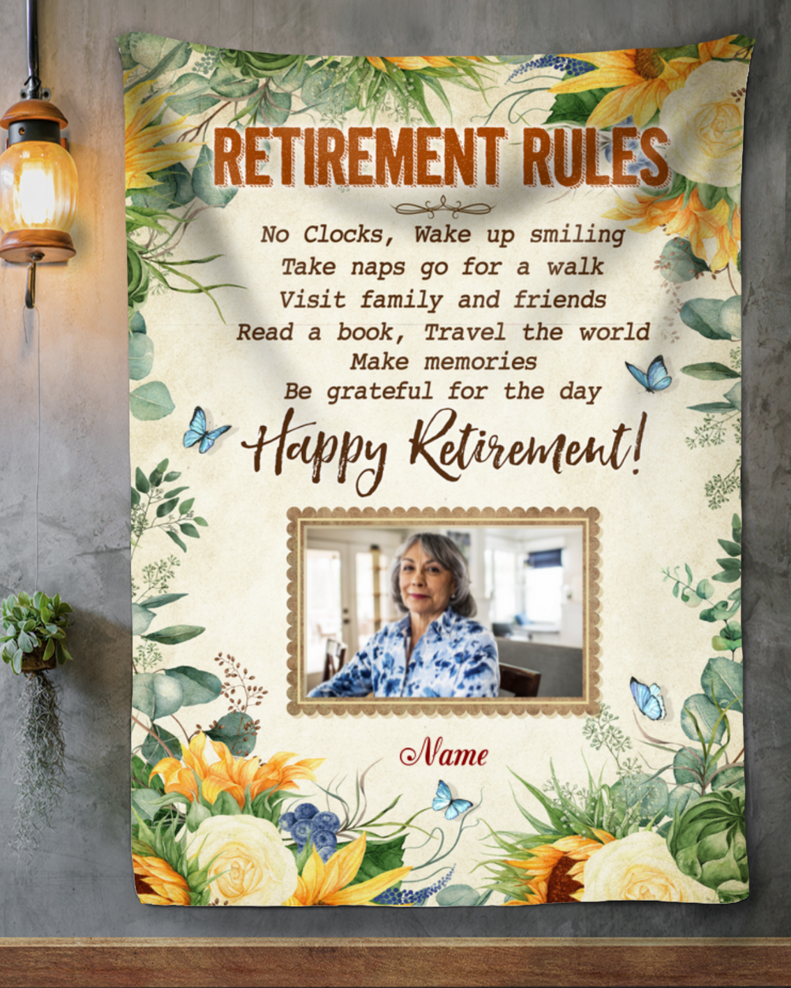 Retirement discount blanket personalized