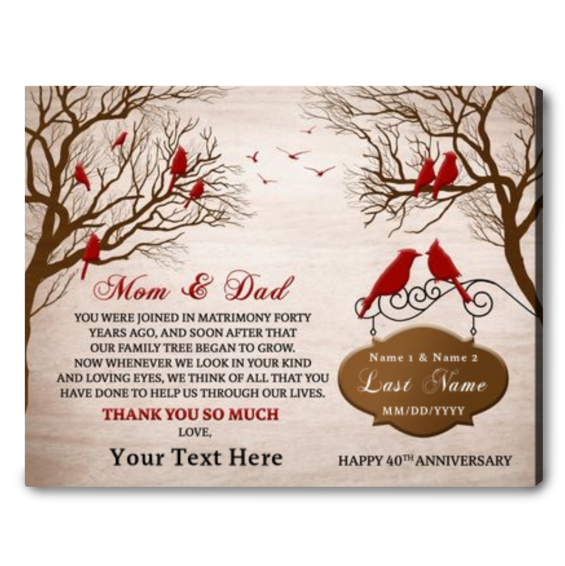 Ruby wedding anniversary gifts for mum hot sale and dad