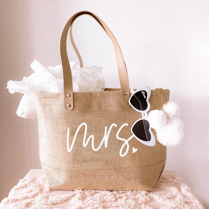 Customized beach tote: thoughtful personalized bridal shower gifts
