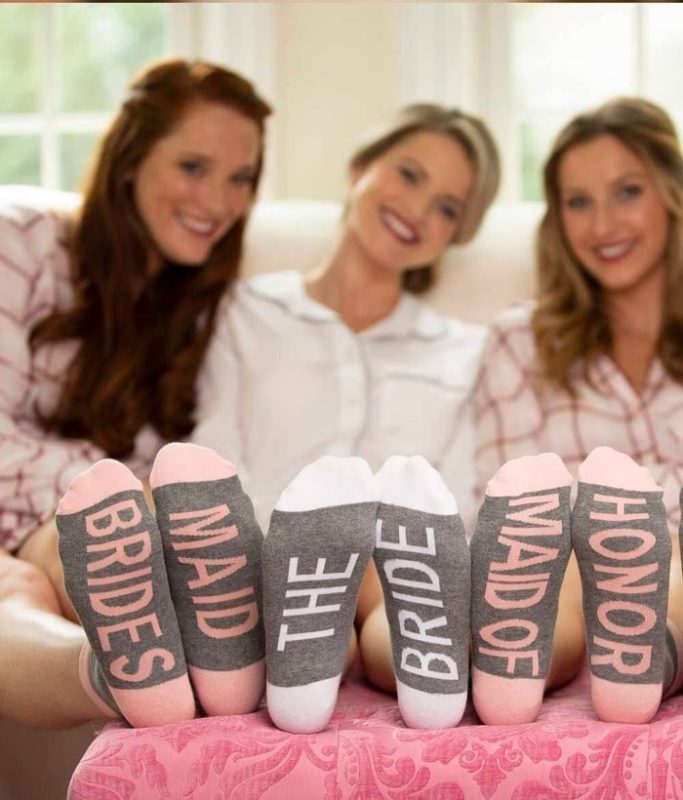 Fashionable bridal socks: thoughtful monogrammed bachelorette gifts