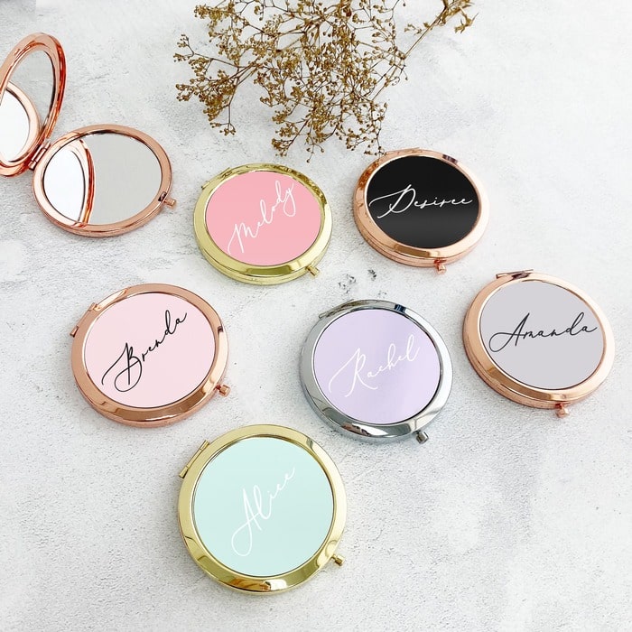 Custom compact mirror: cool personalized gift for bachelorette party