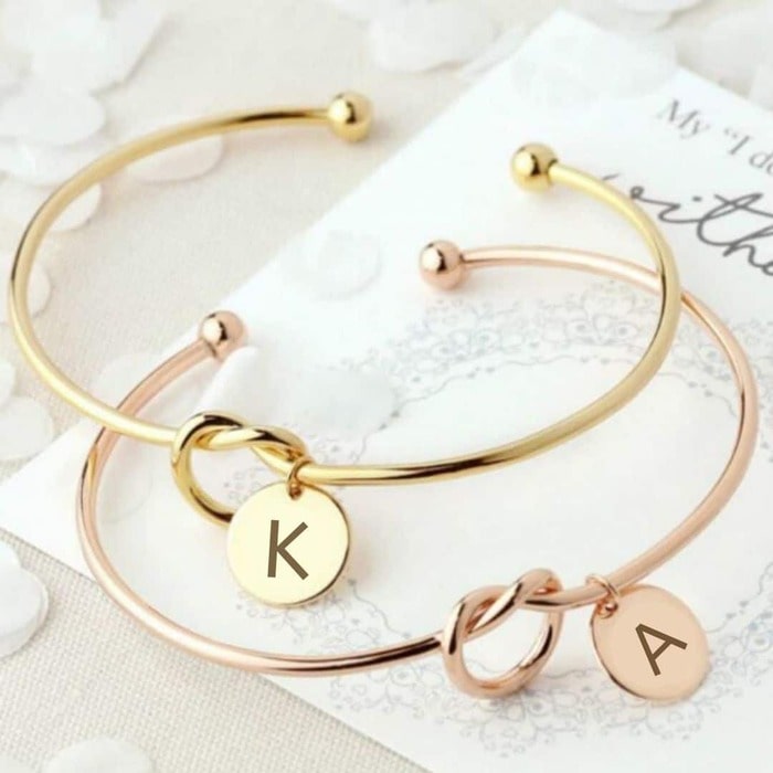 Initial knot bracelet: unique customized bachelorette gifts