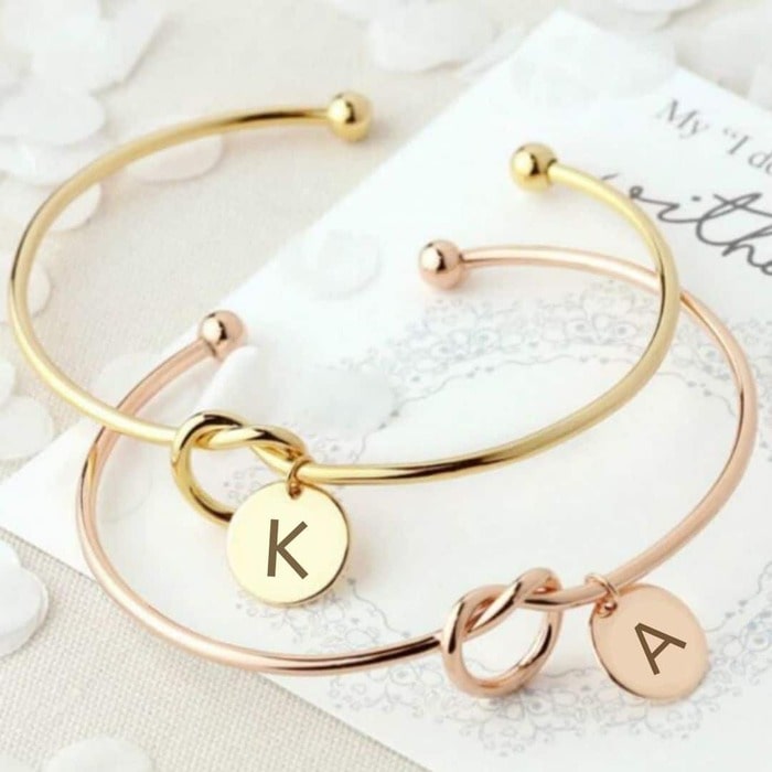 Initial Knot Bracelet: Unique Customized Bachelorette Gifts