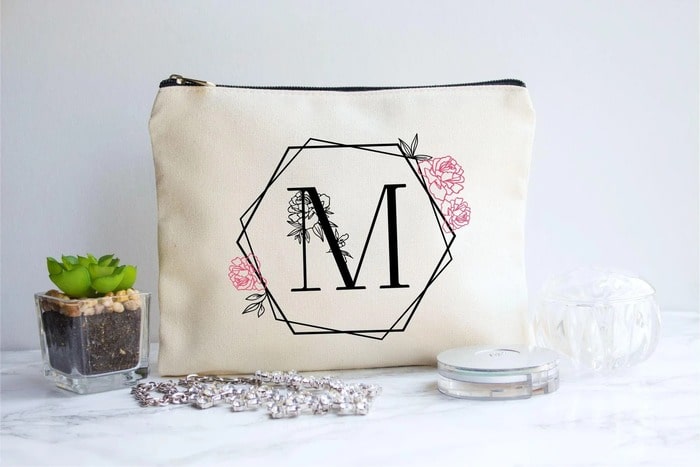 Monogram makeup bag: thoughtful bachelorette customized gifts