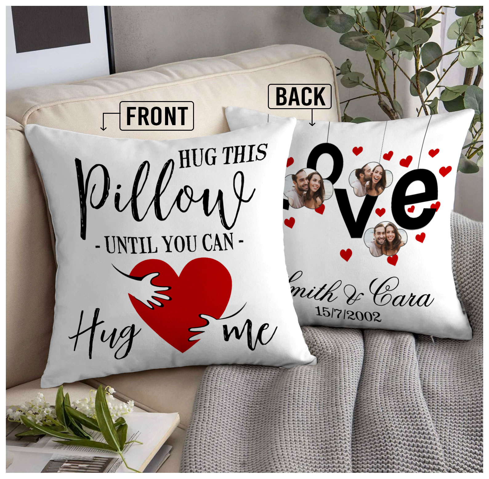 Sending You A Hug, Custom Photo Pillow, Personalized Pillows