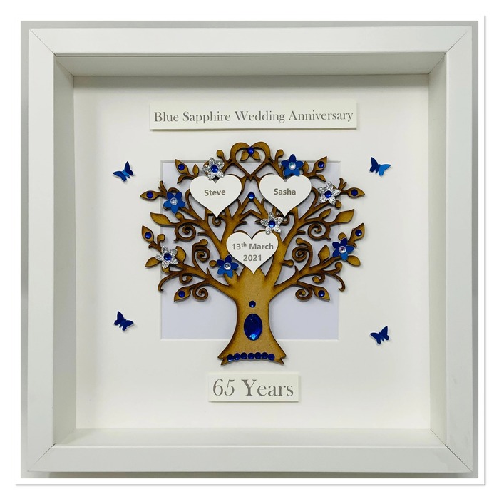 Sapphire Wedding Anniversary Embroidered Card 