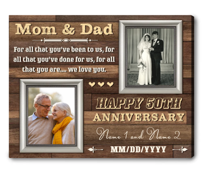 65 Year Wedding Anniversary Gift - Greatest Parents Wood Canvas
