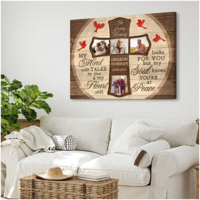 Remembrance Photo Frame Cross Personalized Sympathy Gift Canvas Wall Art