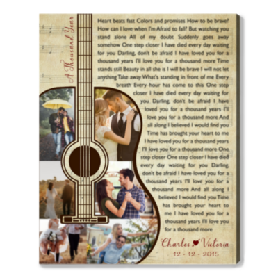 personalized song lyrics gift for couple canvas