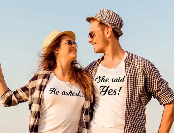 Adorable Couple Tees - engagement gift for groom from bride.