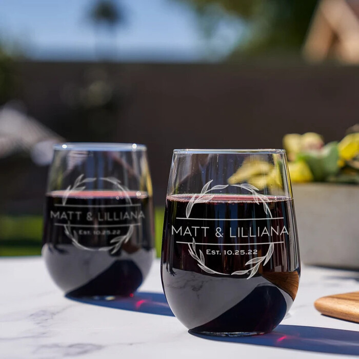 Personalized Stemless Wine Glass