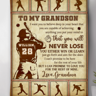 personalized to my grandson baseball blanket