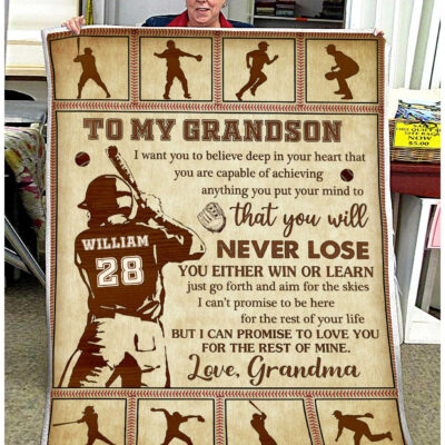 personalized to my grandson baseball blanket 01