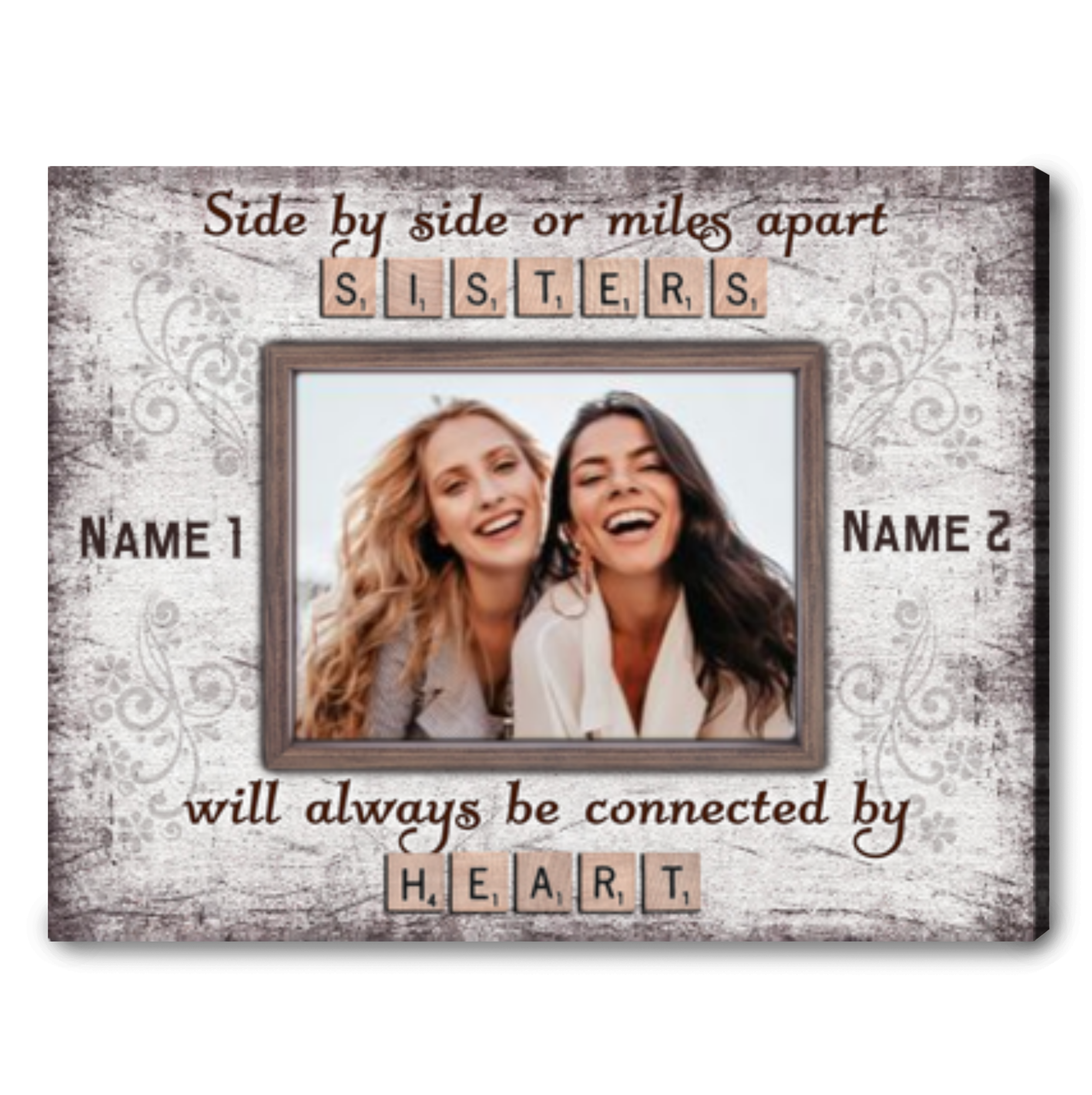 Custom Friendship Gift for Best Friends Birthday 4x6 Rustic Wood Photo Frame  With Customized Quote for Sister Personalized Bestie Gifts 