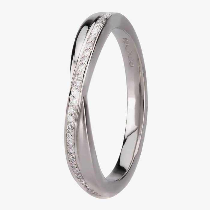 Crossover Platinum Ring With Diamonds As Gift Ideas For Female 70Th Birthday