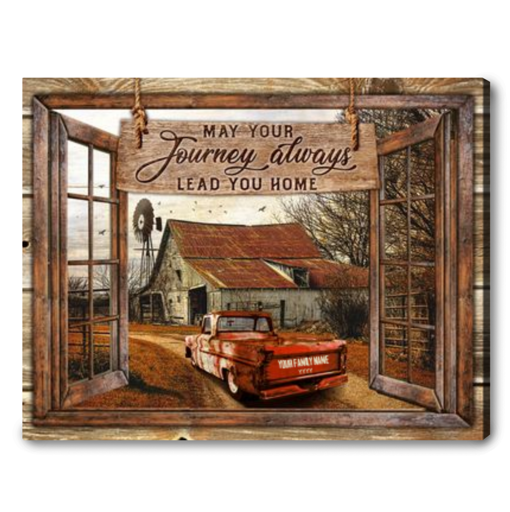 farmhouse vintage decor wall art personalized country living family name canvas print 01