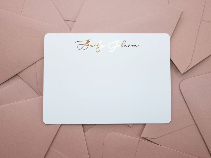 Personalized Copper Foil Notecards
