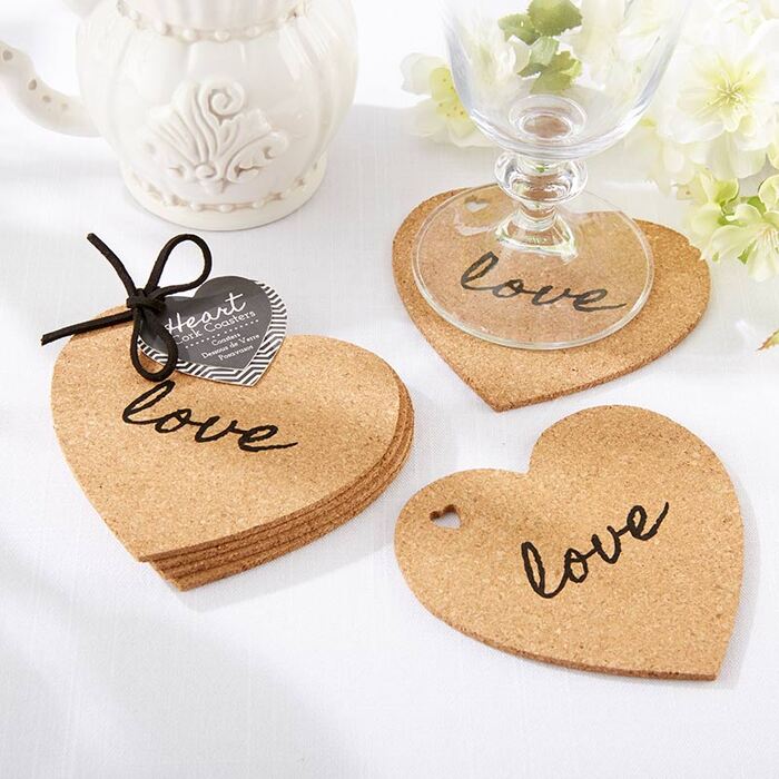 Heart Cork Coasters - Cheap Bridal Shower Favors