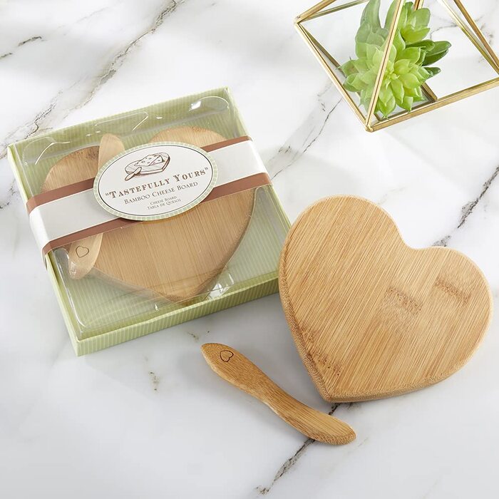 Heart-Shaped Bamboo Cheese Boards - Cheap Bridal Shower Favors