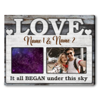 Customized Sky Star Map Gift Anniversary Canvas For Couple