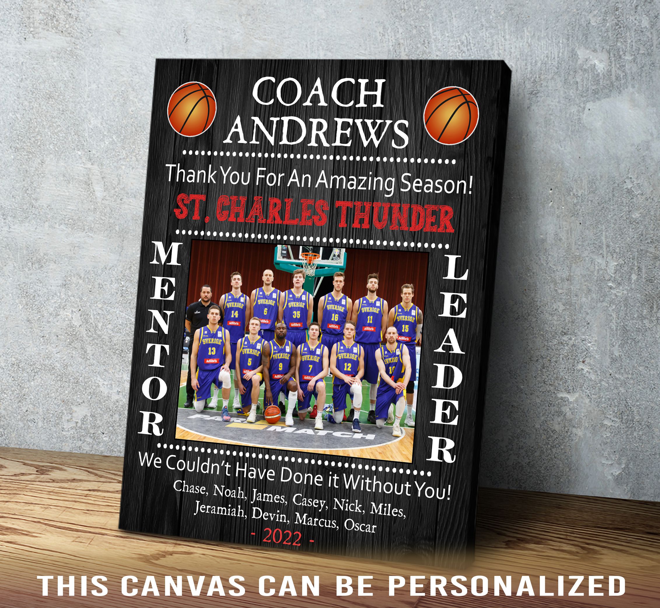 Basketball Coach Gift Basketball Team Gift Custom Best Coach Gift - Oh  Canvas
