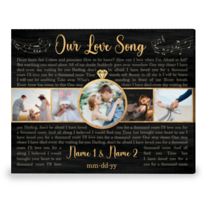 Song Lyrics In Print Unique Anniversary Gift Personalized Photo Canvas Print