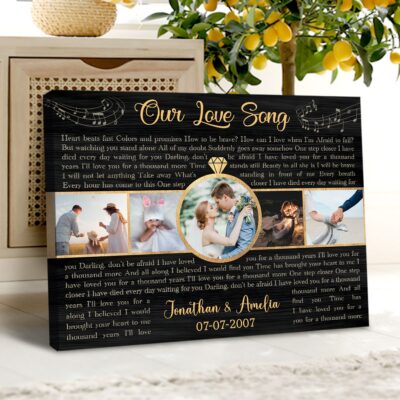 Song Lyrics In Print Unique Anniversary Gift Personalized Photo Canvas Print