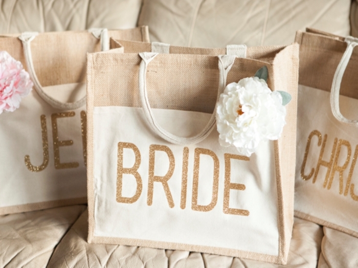 Diy Glitter Tote Bag For The Bride