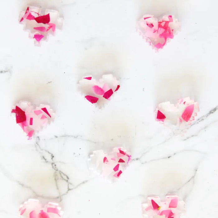 DIY Floral Resin Heart Magnets