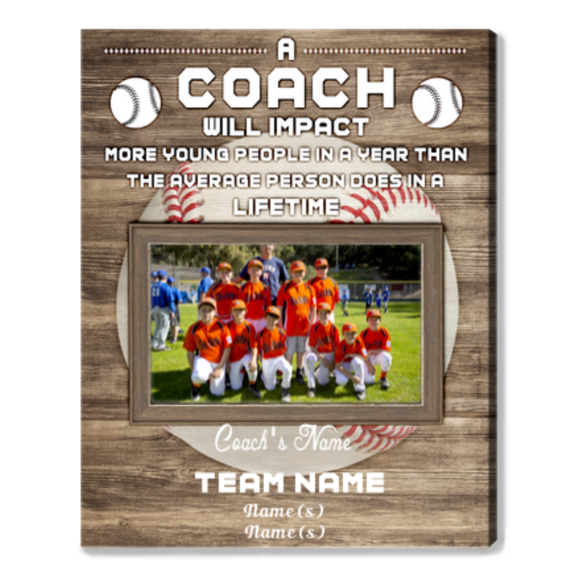 Personalized Baseball Coach Frame Baseball Gift for Coach 01