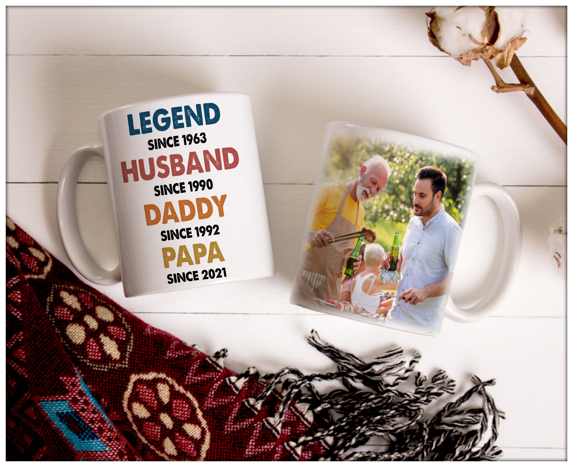 Customized Mug With Photo Funny Mug For Dad Legend Husband Daddy Papa  Coffee Mug - Oh Canvas