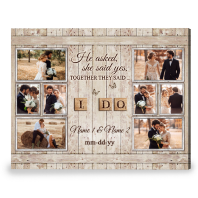 Personalized Engagement Gift For Couple Wedding Gift For Bride Canvas Print