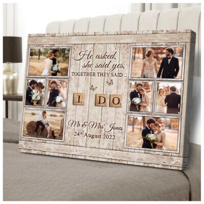 Personalized Engagement Gift For Couple Wedding Gift For Bride Canvas Print
