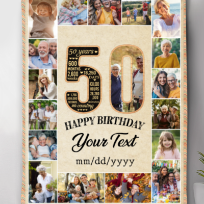 happy 50th birthday mom from daughter personalized blanket with photos
