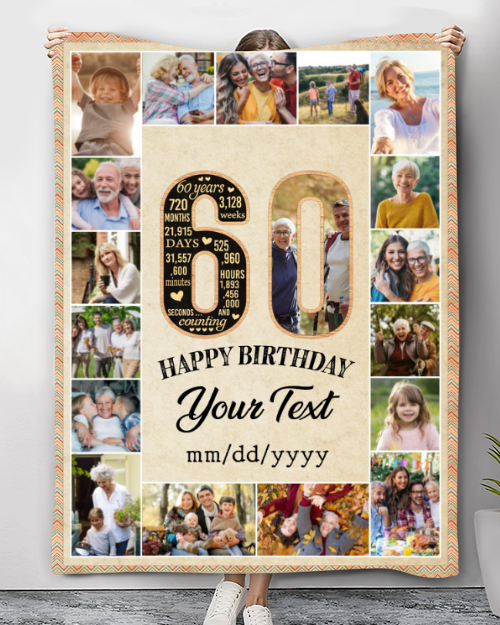 60th birthday gifts for women personalized blanket with pictures
