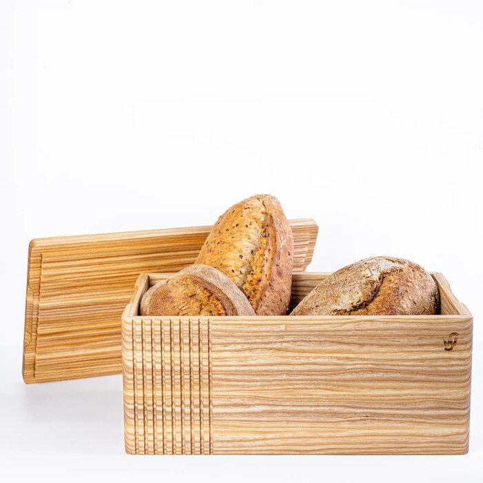 Wood Bread Box With Cutting Board 