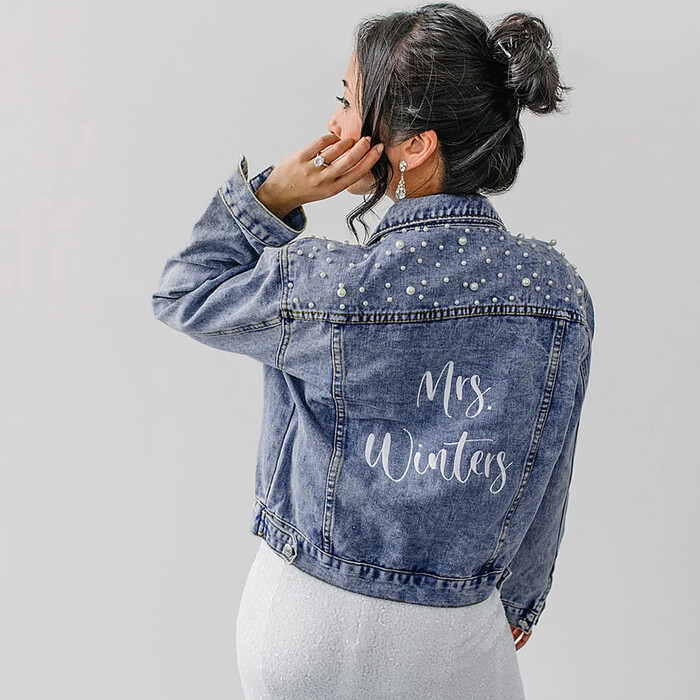 Personalized Bride Jean Jacket - Personalized Bridal Shower Gifts