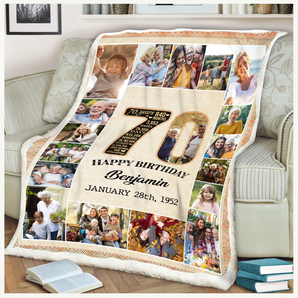 unique gift for 70th birthday woman personalized blanket 01