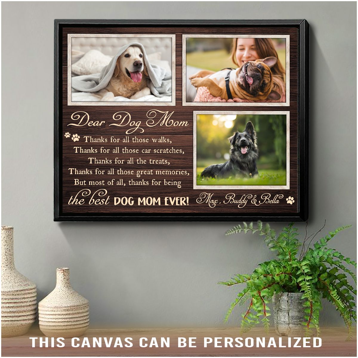 Personalized dog and clearance dog owner canvas print